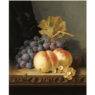 Edward Ladell - Still Life With Peaches, Grapes And Whitecurrants 
