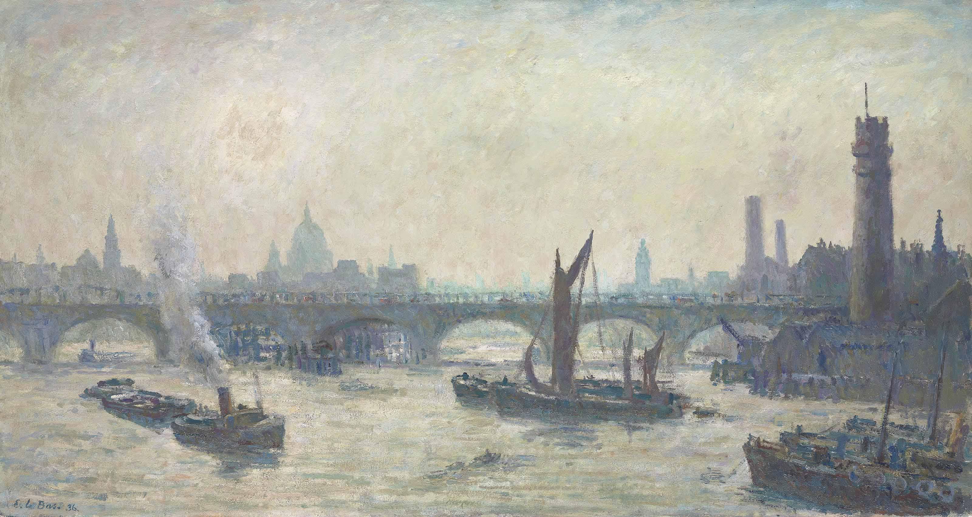 Edward Le Bas, R.A. - Early morning, Waterloo Bridge