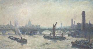 Edward Le Bas, R.A. - Early morning, Waterloo Bridge