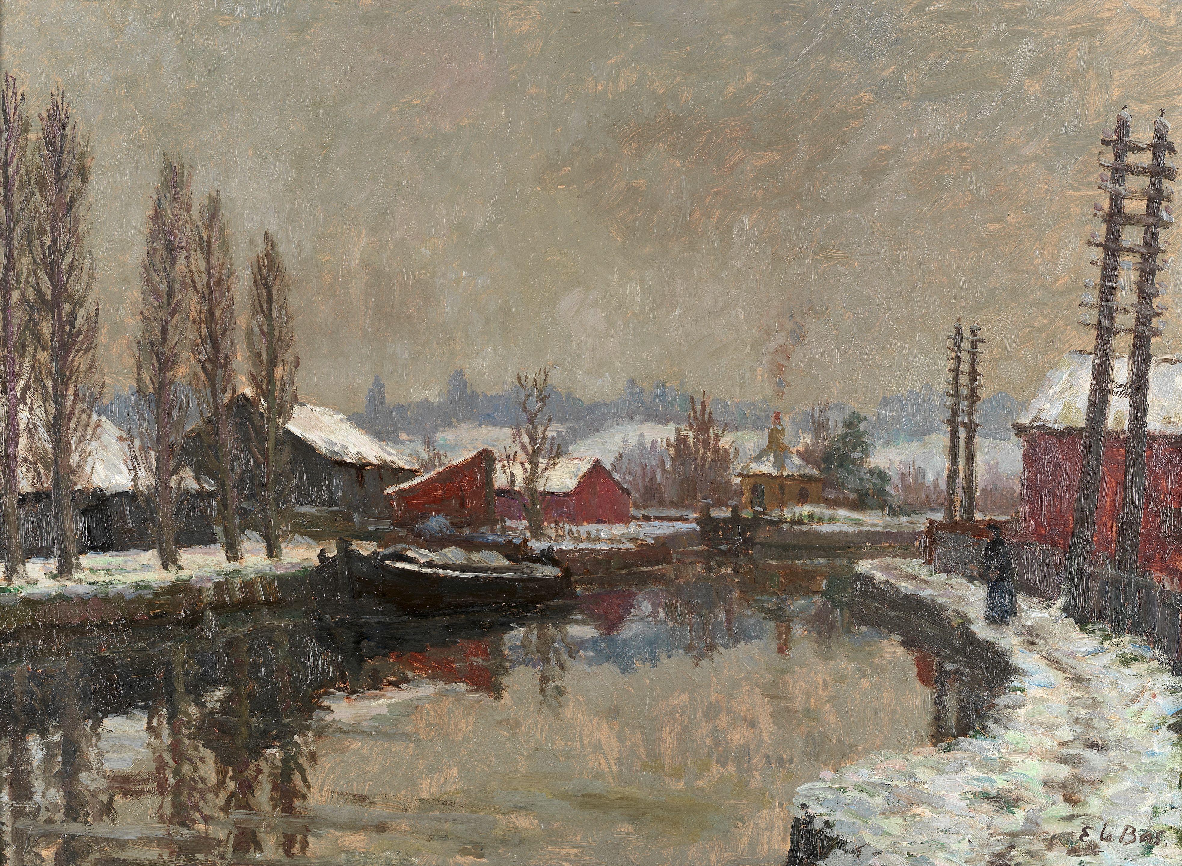 Edward Le Bas - \'Winter near Ware, Herts\'