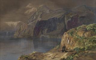 Edward Lear - A distant view of the Castel Sant\' Angelo, Corfú