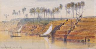 Edward Lear - A view near Gheneh, Egypt