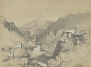 Edward Lear - A view of the Valley of the Nera, near Rome