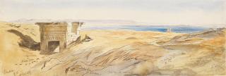 Edward Lear - Dendera, with a view of the Nile