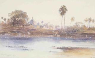 Edward Lear - Figures on the banks of the River Hoogly, Tollygunge, Calcutta