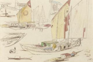 Edward Lear - Studies of Sailing Barges, Venice
