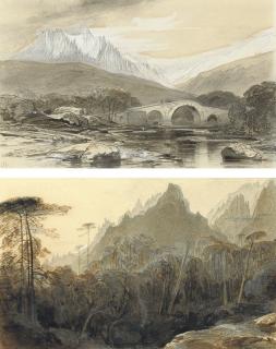 Edward Lear - The Forest of Bavella, Corsica; and The Valley of the Asco, Corsica