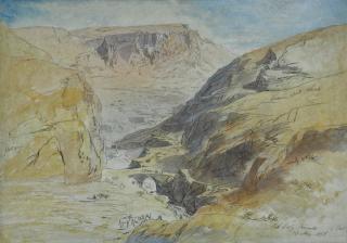 Edward Lear - The Gorge at Suk Wady Barada, Lebanon