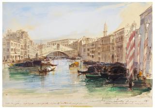 Edward Lear - The Grand Canal looking towards the Rialto Bridge, Venice