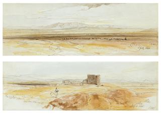 Edward Lear - Two views of Thebes