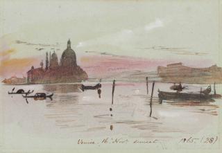 Edward Lear - Venice: Santa Maria del Salute, seen from the Riva degli Schiavoni, sunset