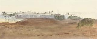 Edward Lear - View of Cairo with the Pyramids in the distance, Egypt
