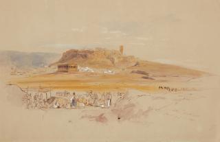 Edward Lear - View of the Acropolis and the temple of Hephaistos, Athens