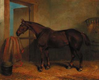 Edward Lloyd - A chestnut hunter in a stable