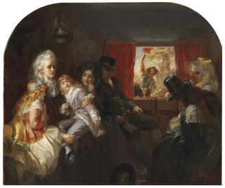 Edward Matthew Ward, R.A. - The return from flight: Louis XVI, Marie Antoinette, the Dauphin, Dauphiness, and Princess Elizabeth insulted by the mob on their road back to Paris after their interception at Varennes by the postmaster Drouet