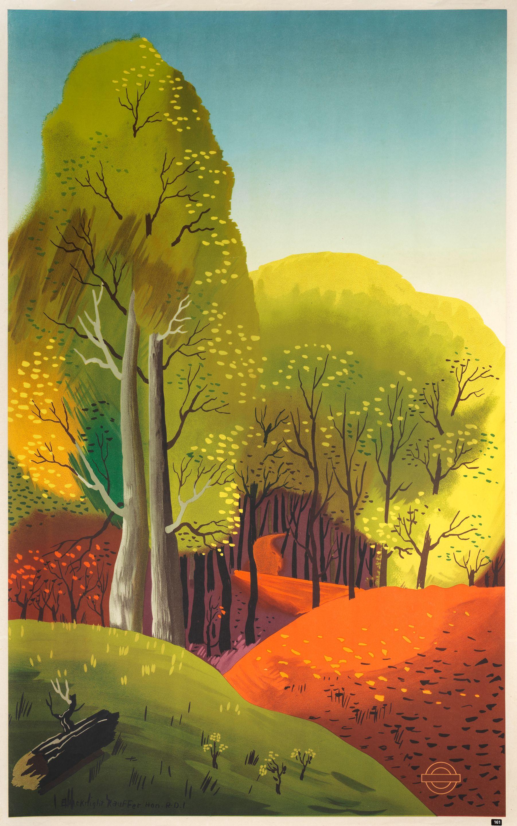 Edward McKnight Kauffer - London Underground, How Bravely Autumn Paints Upon The Sky