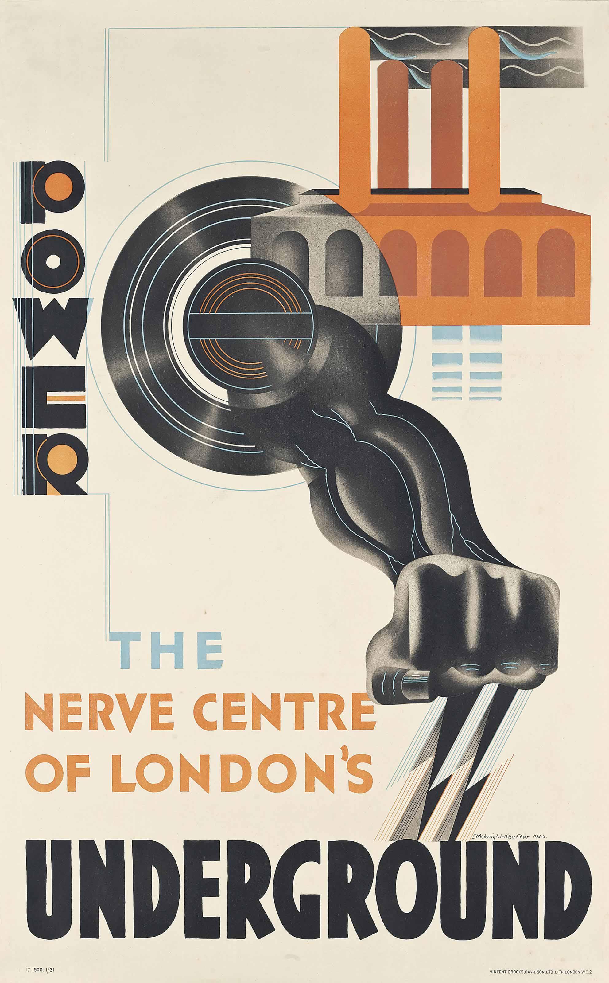 Edward Mcknight Kauffer - POWER, THE NERVE CENTRE OF LONDON\'S UNDERGROUND