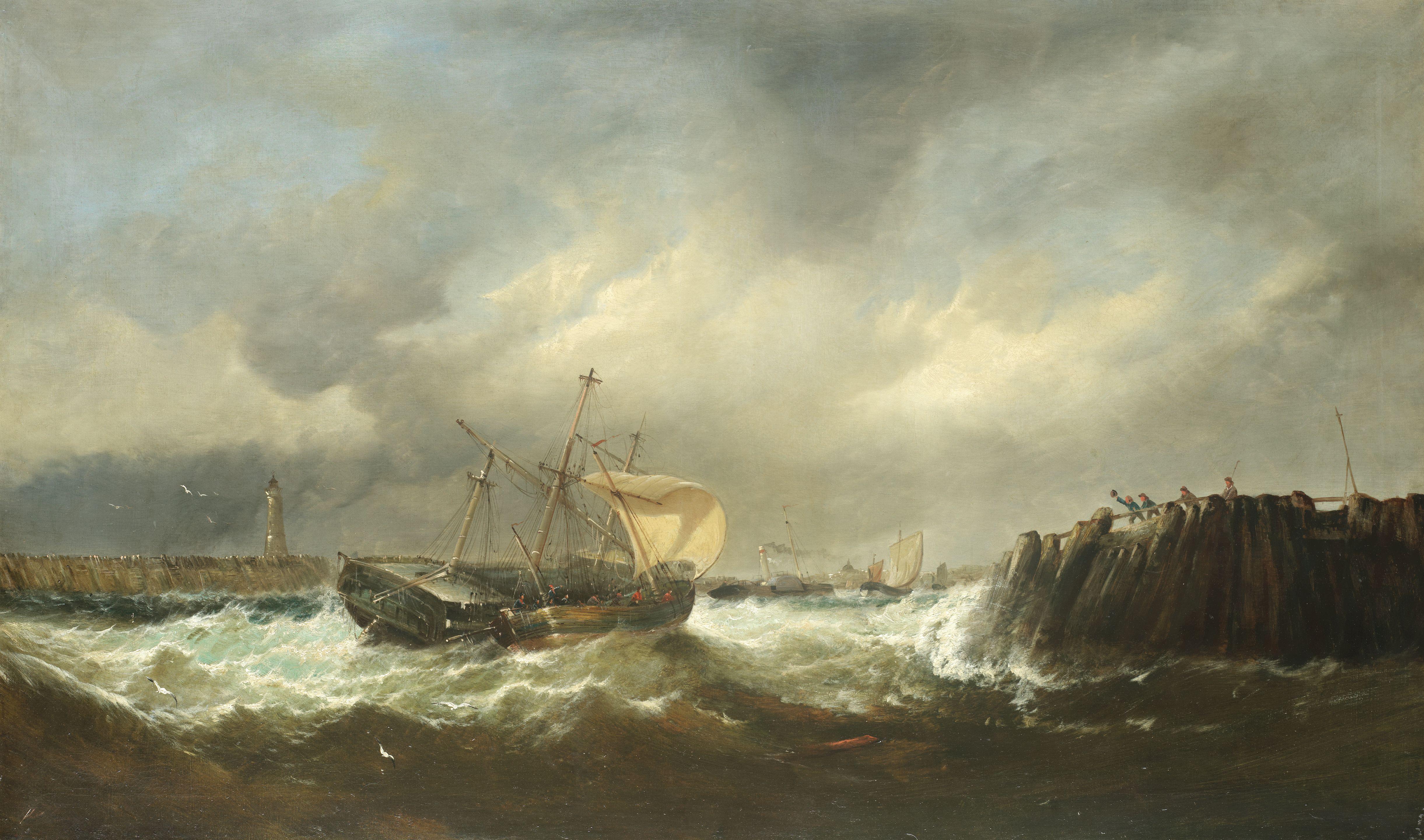 Edward Moran - Battling into a sheltered harbour