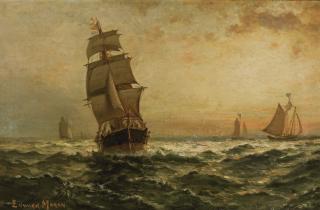 Edward Moran - Sailing At Sunset