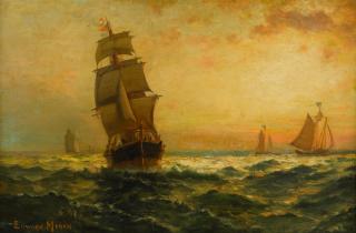 Edward Moran - Sailing at Sunset