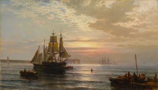 Edward Moran - Sunrise At The Narrows, New York Bay