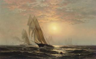 Edward Moran - The Madeleine\'s victory over the Countess of Dufferin, third America\'s Cup challeger, August 11, 1876