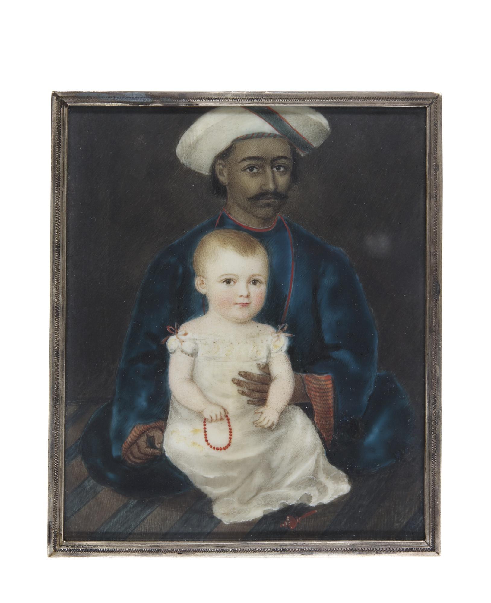 Edward Nash - Portrait Of Mrs Charles Tucker, When A Child, Seated In The Lap Of An Indian Servant, Circa 1805