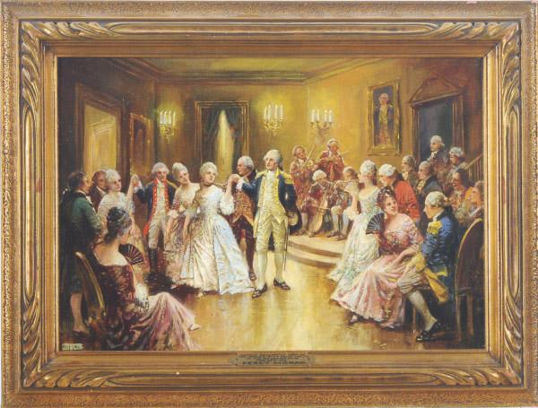 Edward Percy Moran - George Washington Dancing the Minuet with Nellie Curtis in his Mt. Vernon Home Feb. 22nd 1777