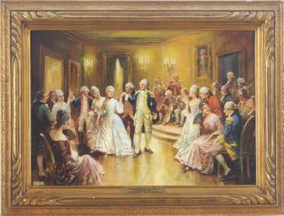 Edward Percy Moran - George Washington Dancing the Minuet with Nellie Curtis in his Mt. Vernon Home Feb. 22nd 1777