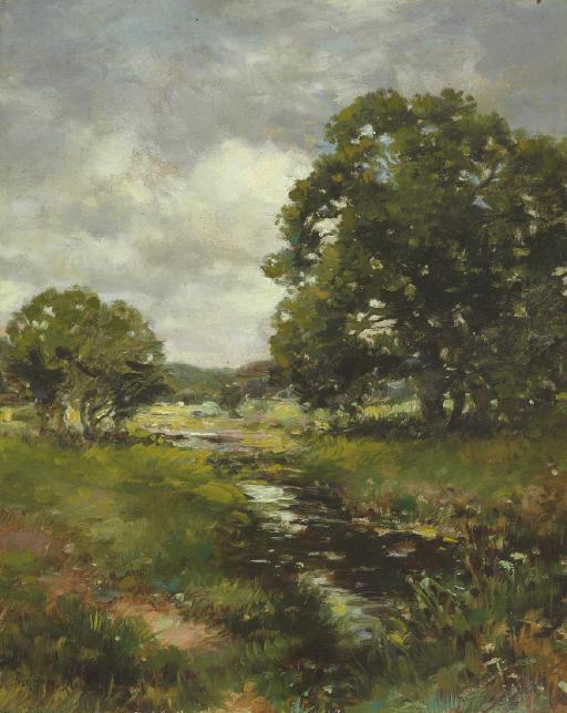 Edward Percy Moran - Landscape with Stream