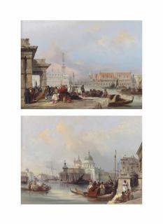 Edward Pritchett - The Doge\'S Palace From The Dogana; And Santa Maria Della Salute, Venice