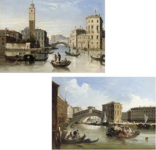 Edward Pritchett - The entrance to the Cannaregio, Venice; and The Rialto, Venice
