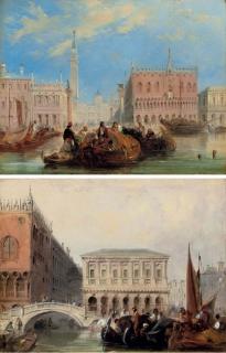 Edward Pritchett - The Piazzetta; And The Bridge of Sighs, Venice