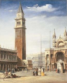 Edward Pritchett - VENICE: VIEW OF THE PIAZZETTA, SAN MARCO, LOOKING TOWARDS THE PIAZZA
