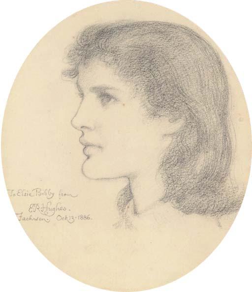 Edward Robert Hughes, R.W.S. - Portrait head of Elsie Bibby