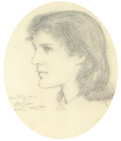 Edward Robert Hughes, R.W.S. - Portrait Of Elsie Bibby Facing Left