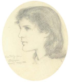 Edward Robert Hughes, R.W.S. - Portrait Of Elsie Bibby Facing Left