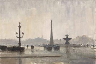 Edward Seago, R.W.S., R.B.A. - A Winter\'s day in the Place de la Concorde, Paris