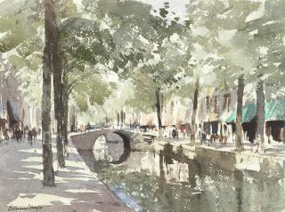 Edward Seago R.W.S., R.B.A. - Canal Scene, Delft