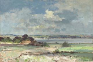 Edward Seago, R.W.S., R.B.A. - Cottages overlooking the Orwell