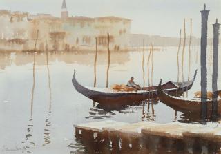 Edward Seago, R.W.S., R.B.A. - Gondolas: Venice