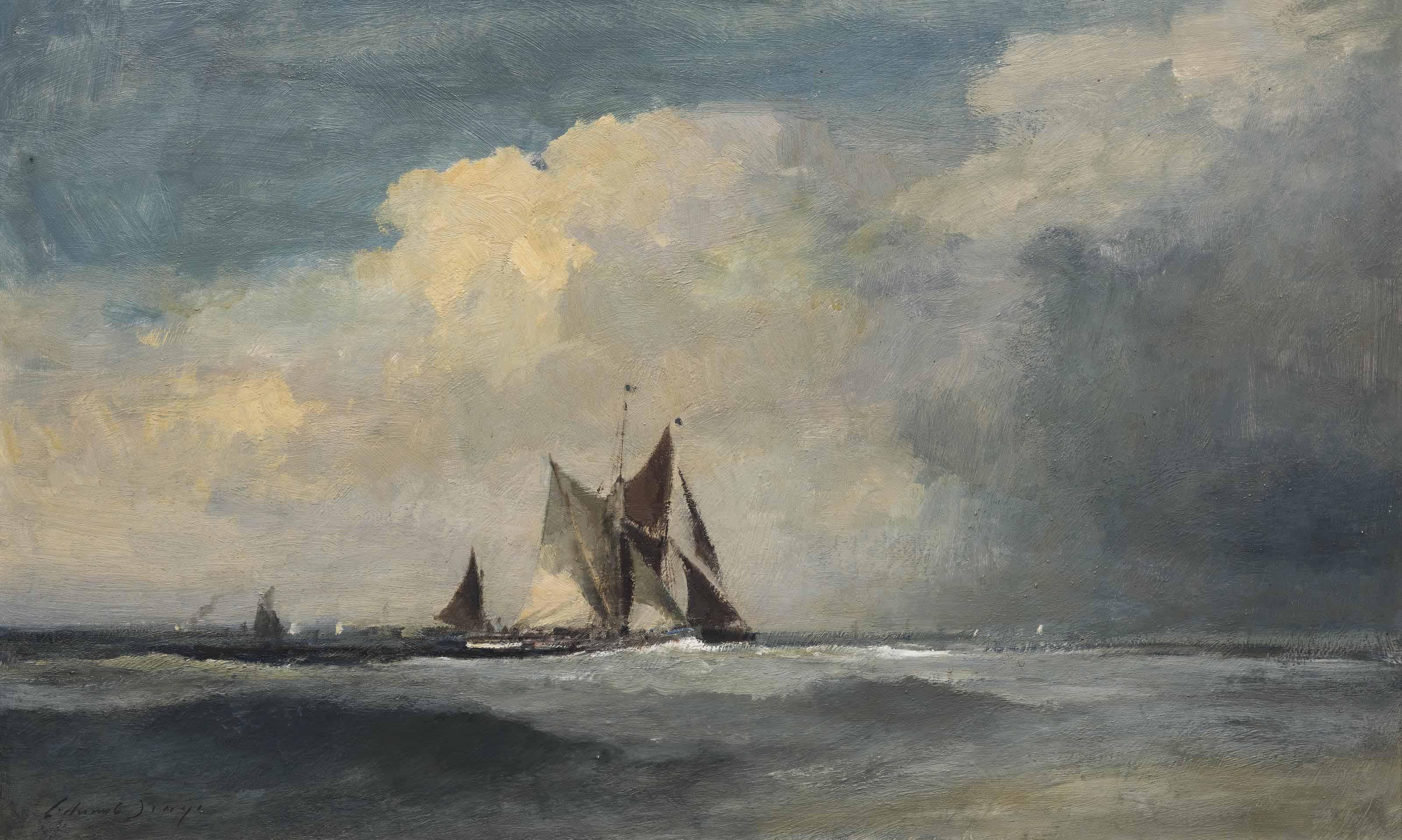 Edward Seago, R.W.S., R.B.A. - Thames barges racing off Harwich