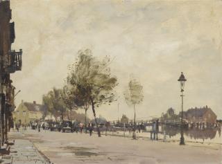 Edward Seago, R.W.S. - British A Busy Street In Purmerend, North Holland