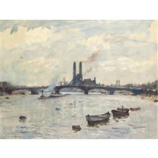 Edward Seago, R.W.S. - Lots Road Power Station On The Thames