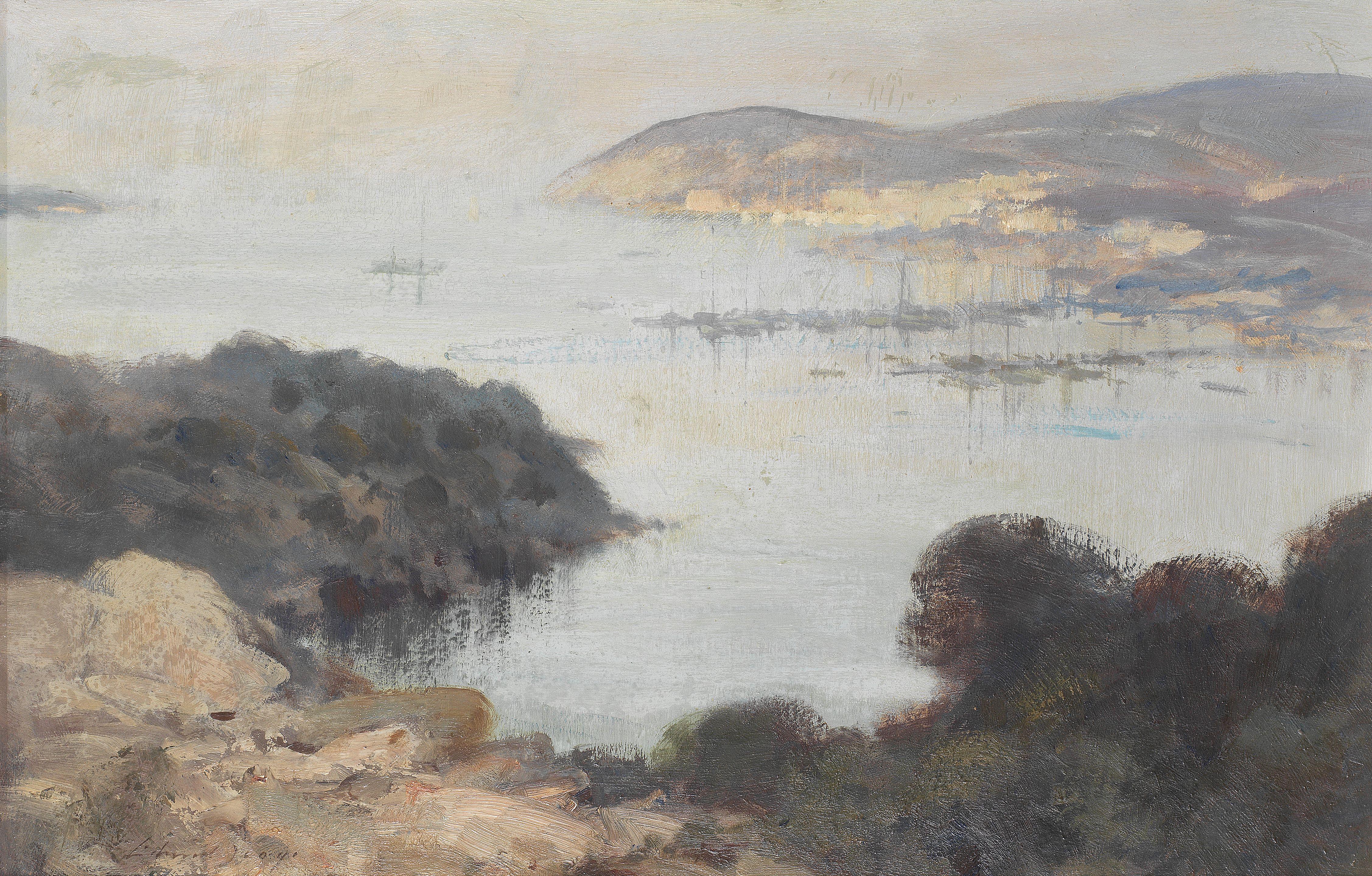 Edward Seago, RWS, RBA - Evening haze bay of Porto Cervo, Sardinia