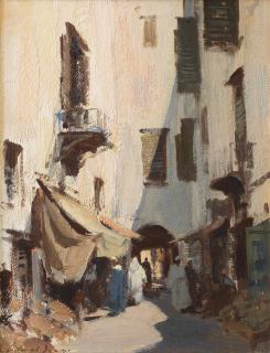 Edward Seago, RWS, RBA - Market Stalls, Essaouira, Morocco