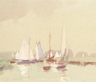 Edward Seago, RWS, RBA - Sailing Boats Near St Benet\'s Abbey