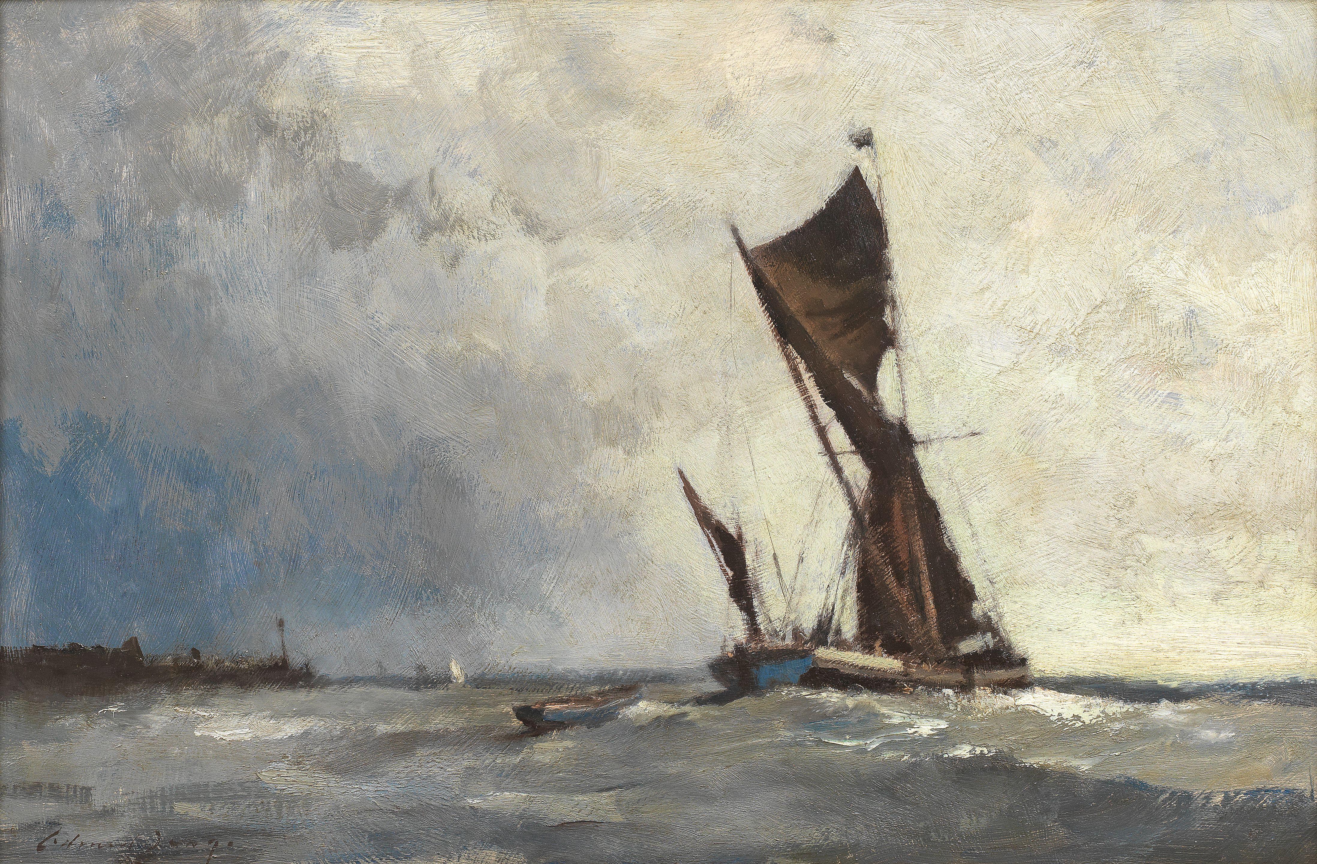 Edward Seago, RWS, RBA - Spritsail barge putting to sea