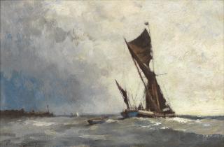 Edward Seago, RWS, RBA - Spritsail barge putting to sea