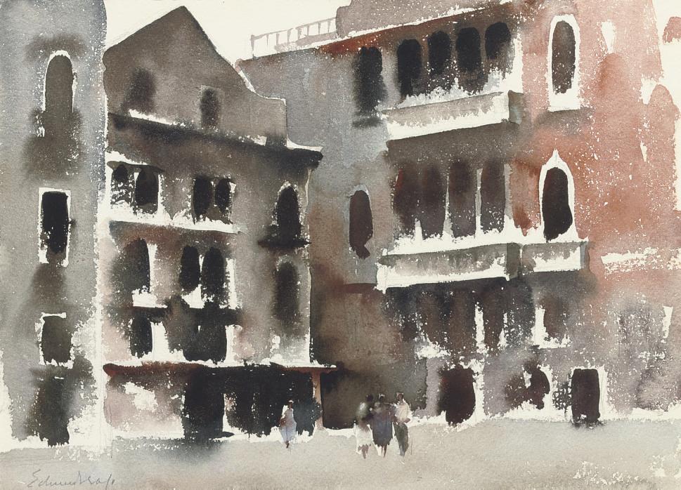Edward Seago - A square in Venice